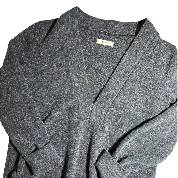 Madewell Slate Charcoal Gray Knit Popover Deep Plunging V-Neck Sweater Size M - Picture 12 of 17